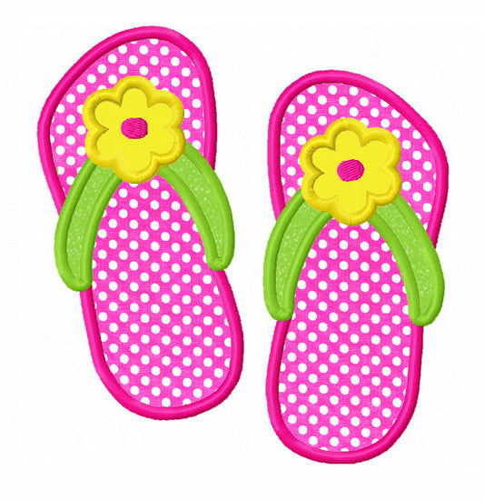 Instant Download Flower Flip Flops Applique Machine Embroidery Design NO:1326