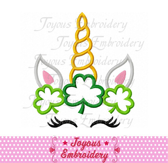 St.Patrick's Unicorn With Clover Applique Machine Embroidery Design NO:2441
