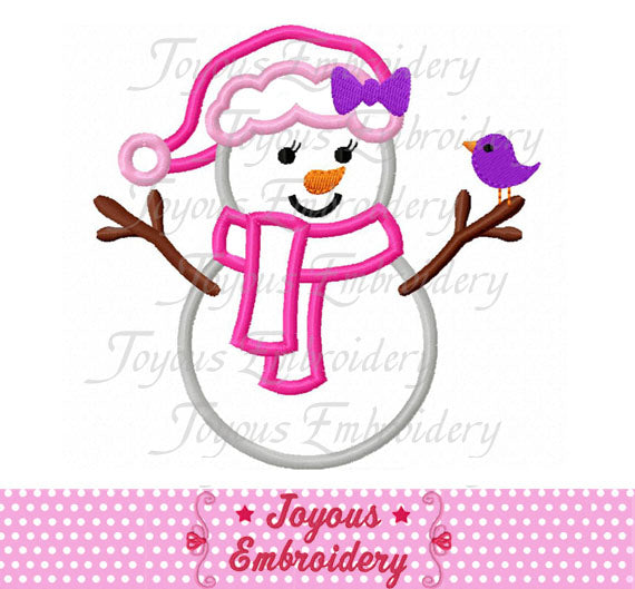 Girl Snowman Applique Machine Embroidery Design NO:1882