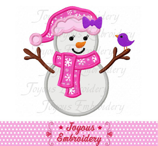 Girl Snowman Applique Machine Embroidery Design NO:1882