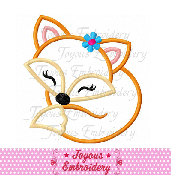 Instant Download Girl Fox Applique Embroidery Machine Design NO:2485