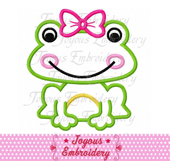 Girl Frog Applique Machine Embroidery Design,Spring applique,Animal applique,Girls applique ,Instant download applique design NO:1742