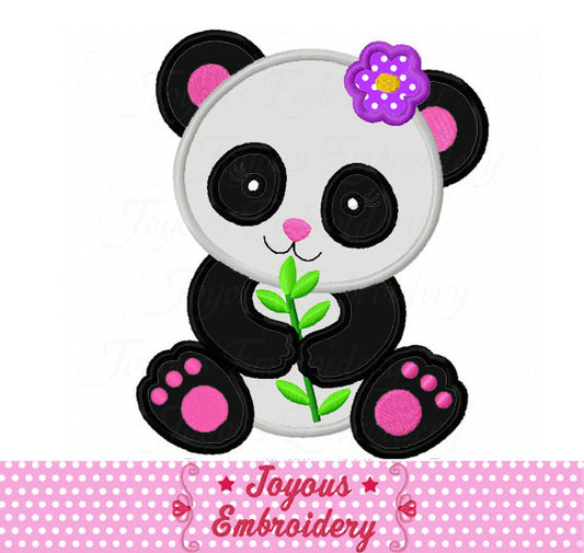 Girl panda Applique Machine Embroidery Design NO:2312