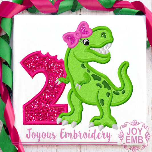 Rex Girl Number 2 Applique Machine Embroidery Design