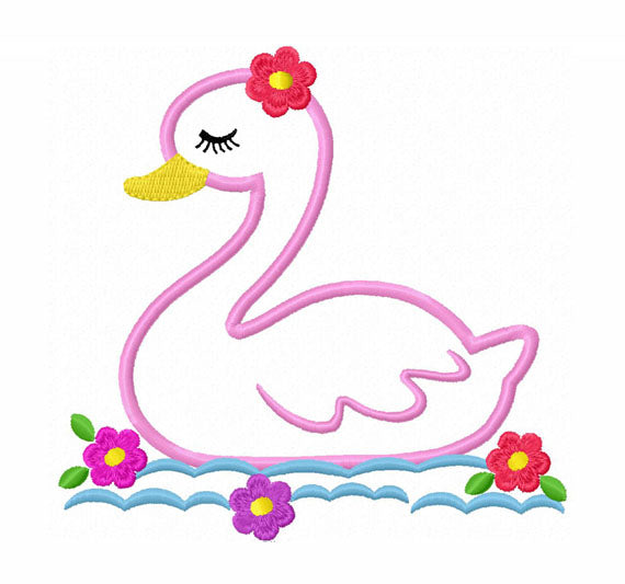Swan Applique Machine Embroidery Design NO:1350