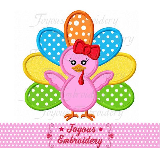 Thanksgiving Girl Turkey Embroidery Applique Design NO:2223
