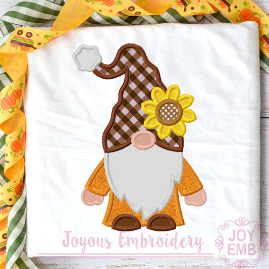 Fall Gnome Applique Machine Embroidery Design