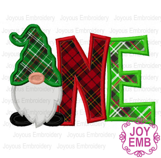 Christmas Gnome ONE Applique Machine Embroidery Design NO:1768