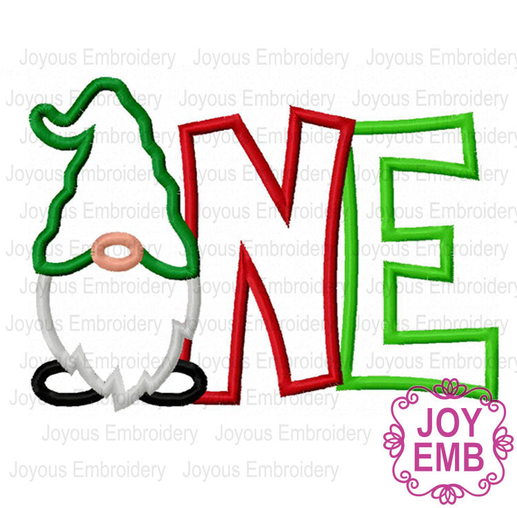 Christmas Gnome ONE Applique Machine Embroidery Design NO:1768