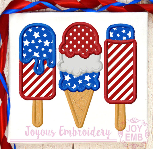 Ice cream Popsicle Applique Machine Embroidery Design