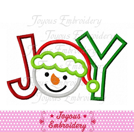 JOY Snowman Applique Machine Embroidery Design NO:1875