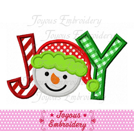 JOY Snowman Applique Machine Embroidery Design NO:1875