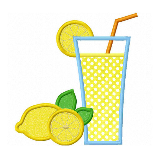 Instant Download Lemonade Applique Machine Embroidery Design,lemon applique,Summer applique embroidery design NO:1343