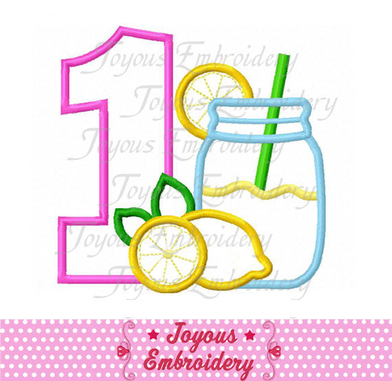 Lemonade Jar applique,First Birthday applique Machine embroidery design NO:2118