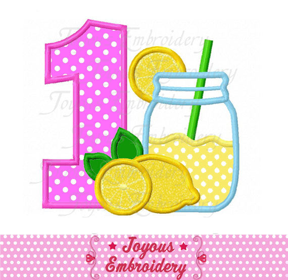 Lemonade Jar Numbers 1-9 Applique Machine Embroidery Design NO:2118