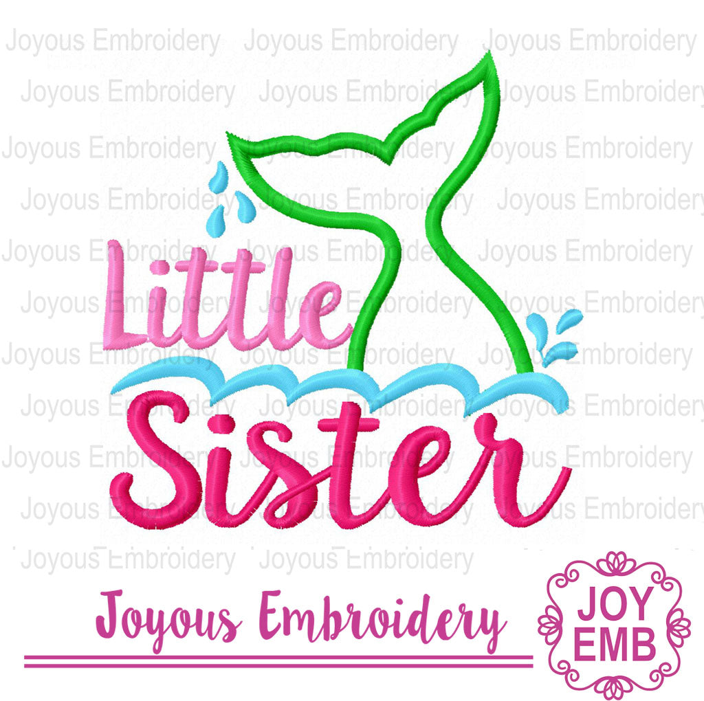 Little Sister Mermaid Tail Applique Machine Embroidery Design