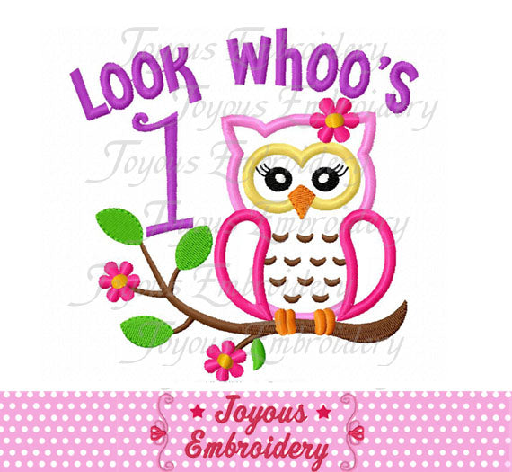 Look Whoo's 1 Owl Applique Machine Embroidery Design NO:2017