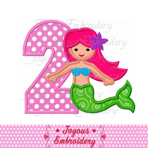Mermaid Number 2 Applique Machine Embroidery Design NO:1750