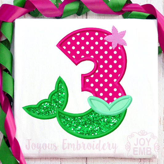 Mermaid Number 3 Applique Machine Embroidery Design