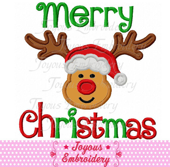 Merry Christmas Reindeer Applique Embroidery Design NO:1651