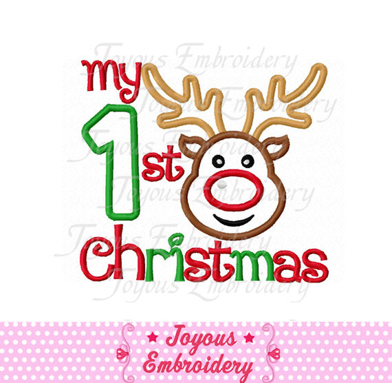 My 1st Christmas Reindeer Applique Embroidery Design NO:1595