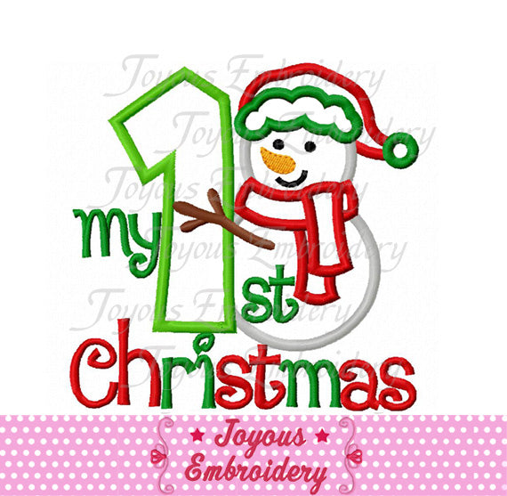 My First Christmas Snowman Embroidery Applique Design NO:2419