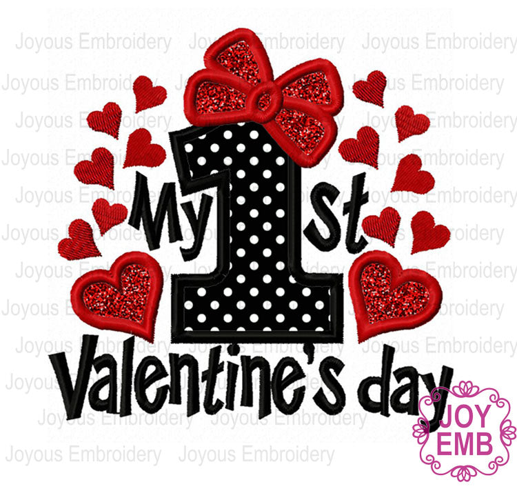 First Valentine's day Heart Embroidery Applique Design NO:2680