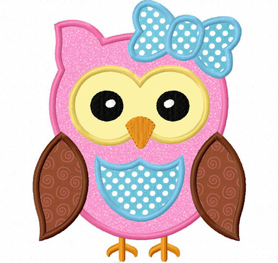 Girl Owl Applique Machine Embroidery Design NO:1293
