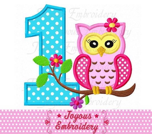 Owl Number 1 Embroidery Applique Design NO:2404