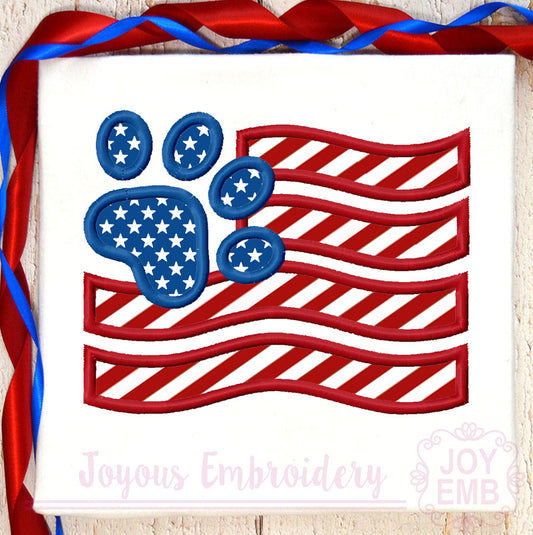Paw Flag Applique Machine Embroidery Design