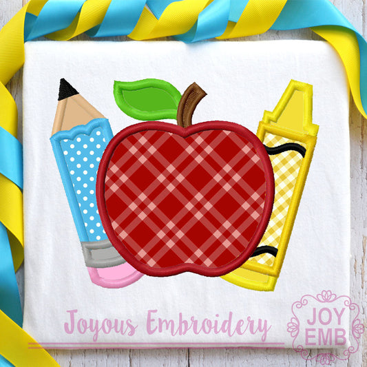 Back to School Apple Applique Machine Embroidery Design