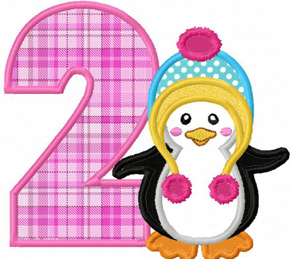 Penguin Numbers1-9 Applique Machine Embroidery Design NO:1272