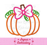 Thanksgiving Pumpkin With Bow Applique Embroidery Design NO:1817