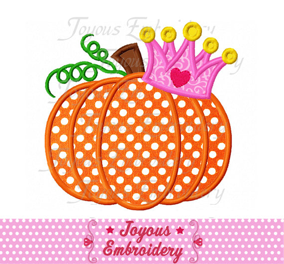 Thanksgiving Pumpkin With Crown Applique Embroidery Design NO:1818