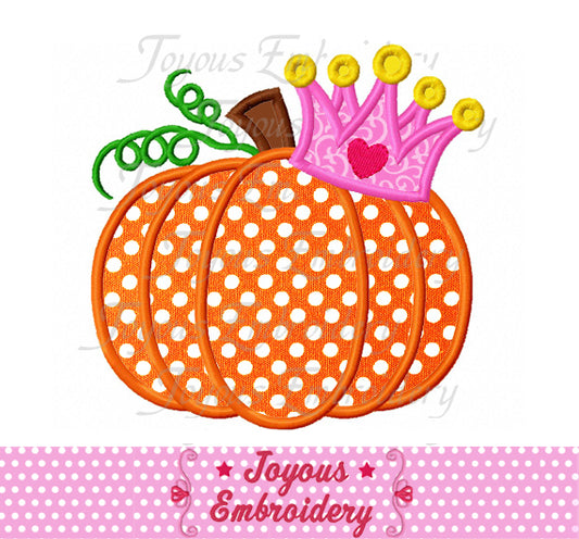 Thanksgiving Pumpkin With Crown Applique Embroidery Design NO:1818