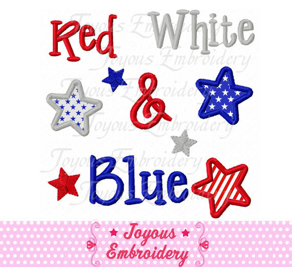 Red White and Blue Applique Machine Embroidery Design NO:1741
