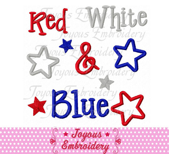 Red White and Blue Applique Machine Embroidery Design NO:1741