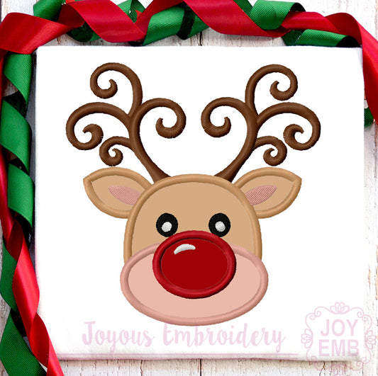 Christmas Reindeer Applique Machine Embroidery Design