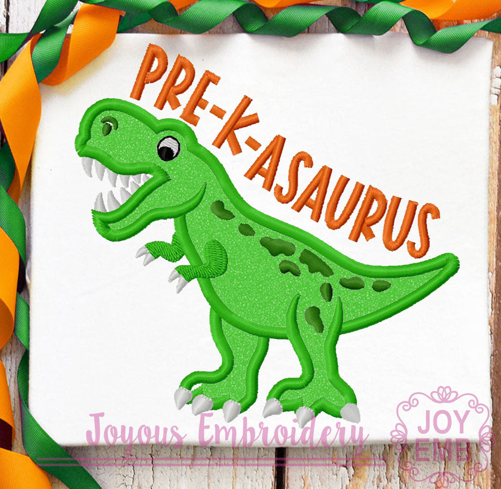 Pre K Asaurus Applique Machine Embroidery Design