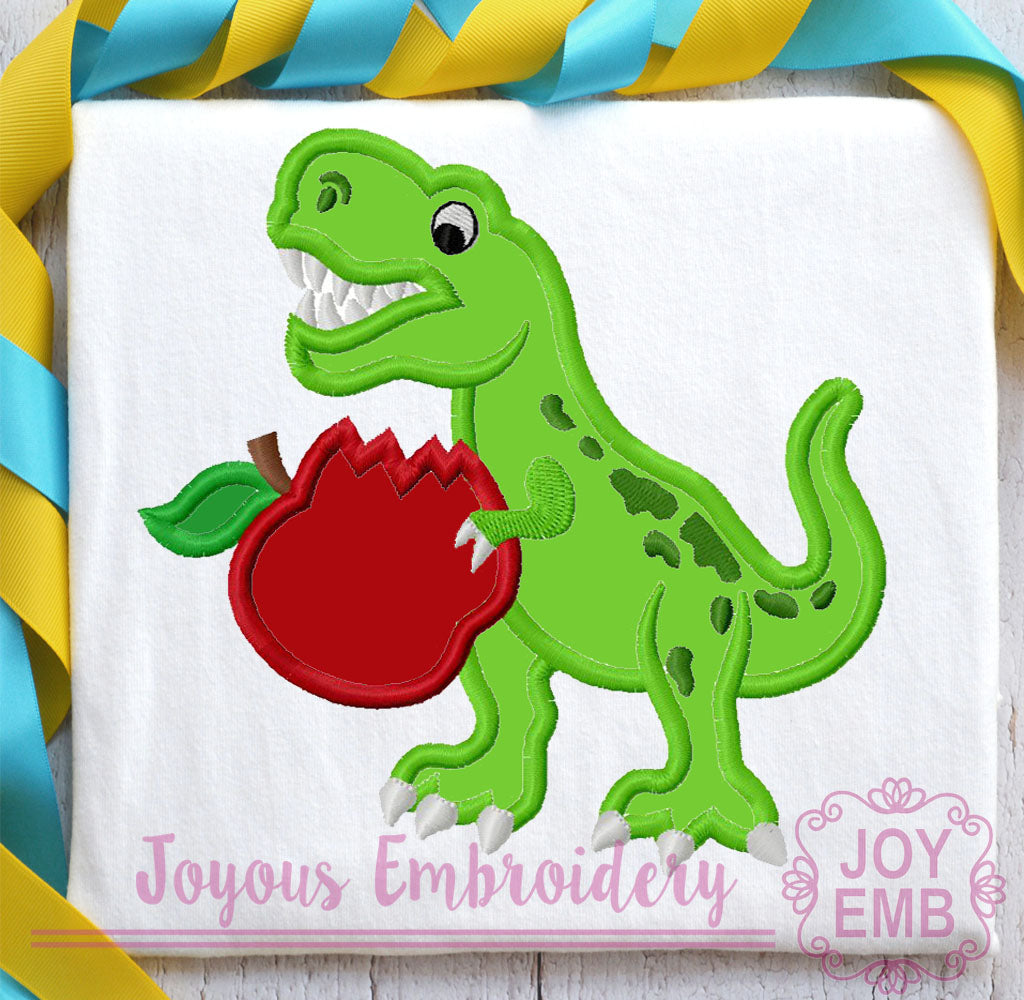 Back to School Dinosaur Applique Machine Embroidery Design