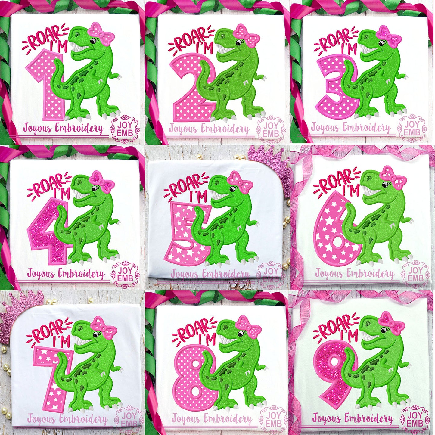 Rex Girl Numbers 1-9 Applique Embroidery Design