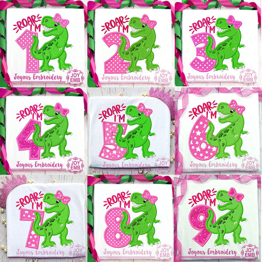 Rex Girl Numbers 1-9 Applique Embroidery Design