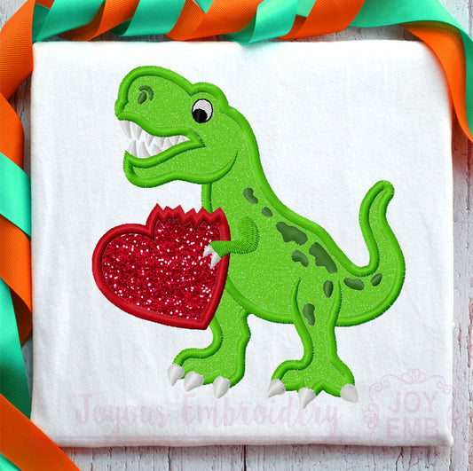 Valentines Day Rex Heart Applique Machine Embroidery Design