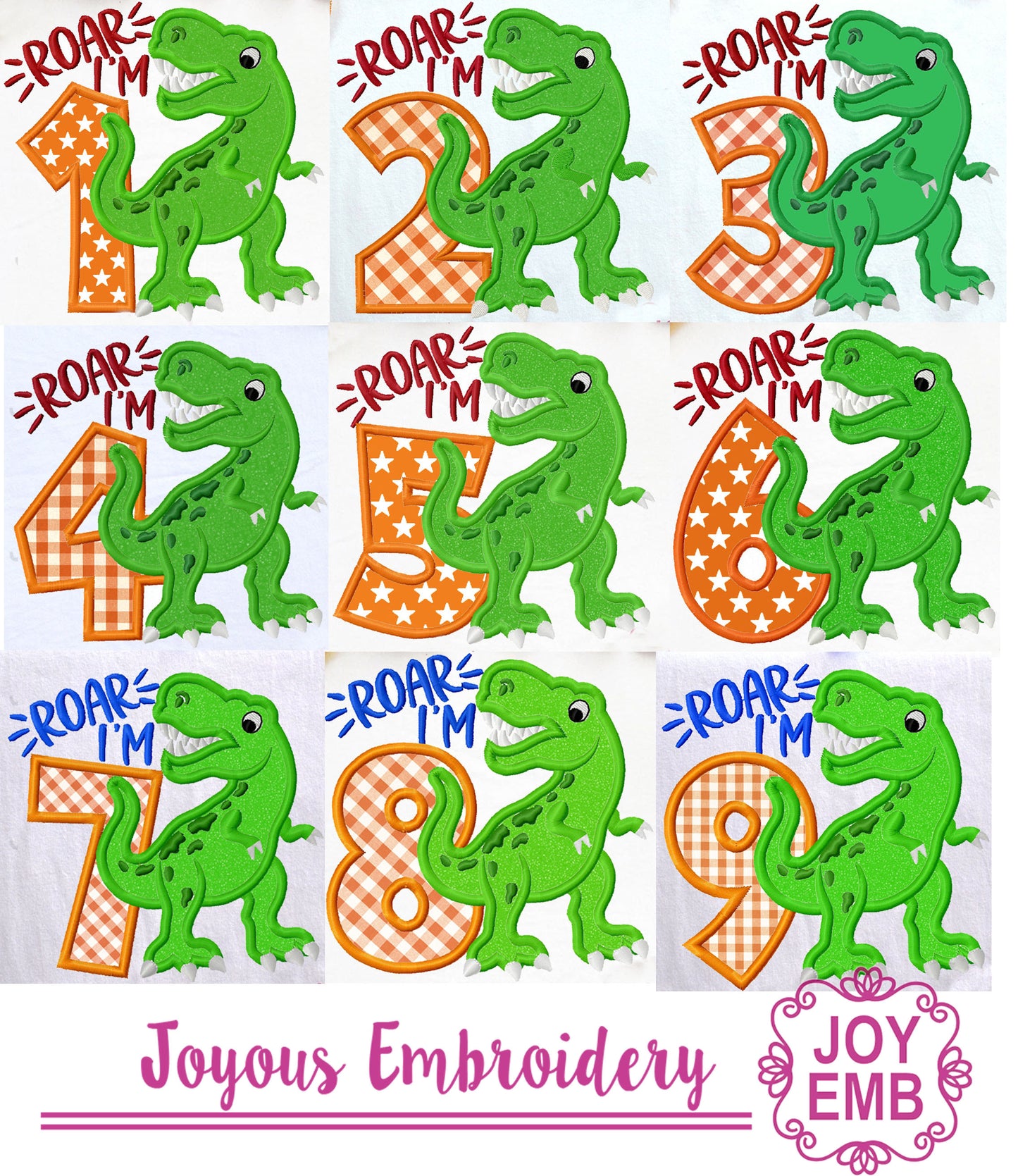 Rex Numbers Applique Machine Embroidery Design