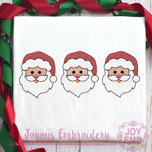 Christmas Santa Sketch Stitch Machine Embroidery Design