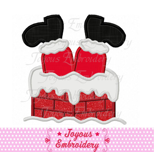 Christmas Santa Claus In Chimney Applique Embroidery Design NO:1614
