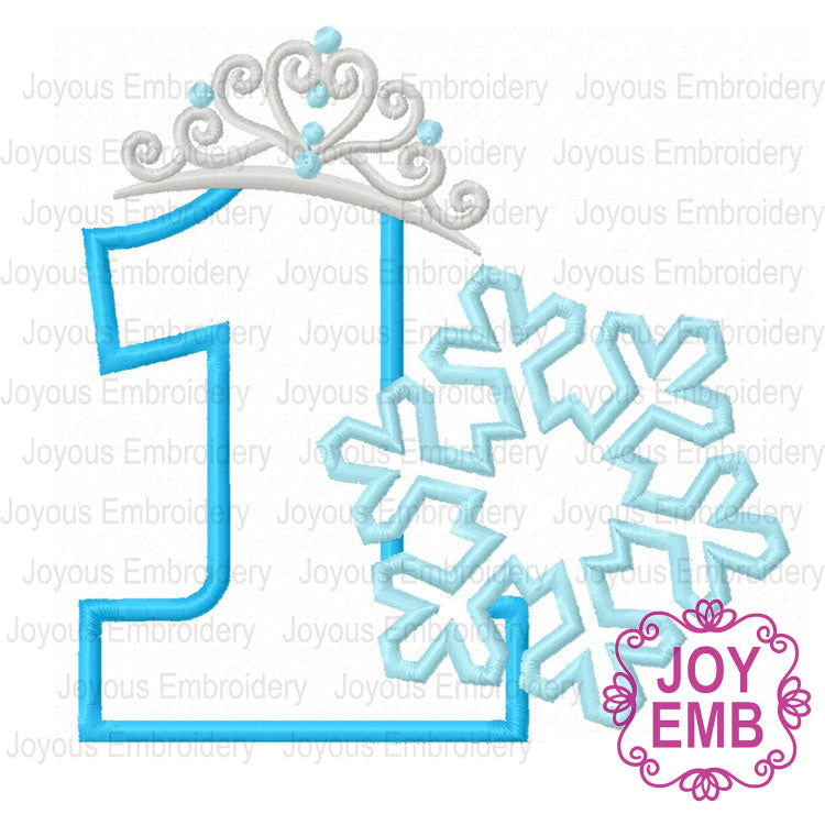 First Birthday Snowflake Number 1 Applique Machine Embroidery Design NO:2480