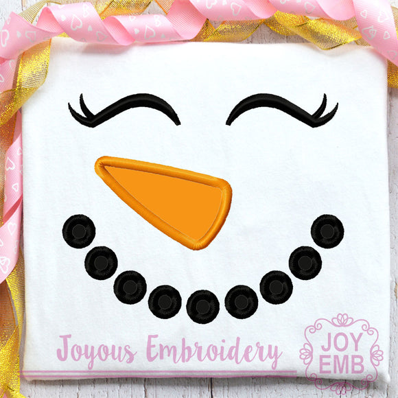 Snowman Face Applique Machine Embroidery Design