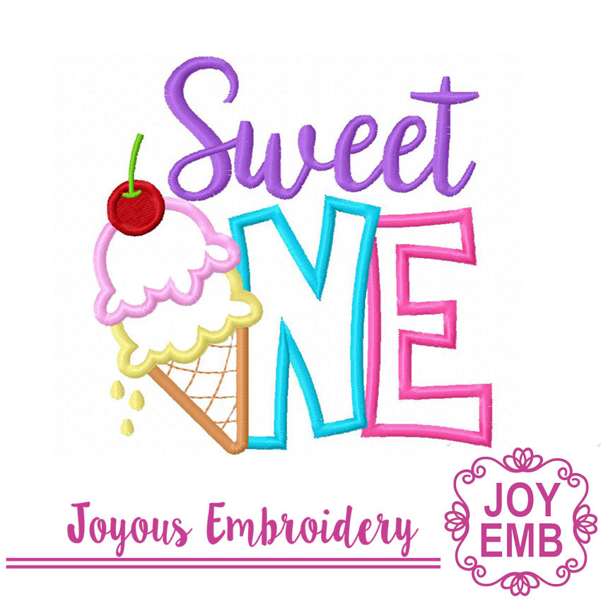 Ice Cream Sweet ONE Applique Machine Embroidery Design NO:2925