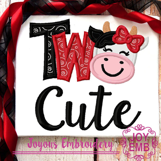 Two Cute Cow Applique Machine embroidery design NO:3047